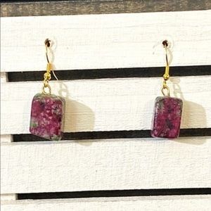 Ruby Zoisite Tumbled Crystal Stone earrings 1/2